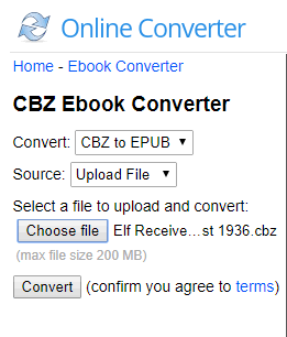 Online CBZ to EPUB converter