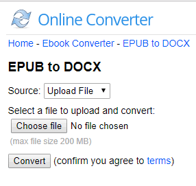 Online EPUB to WORD converter