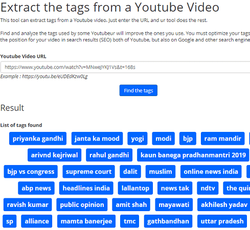 Online Free Tools youtube tags extractor