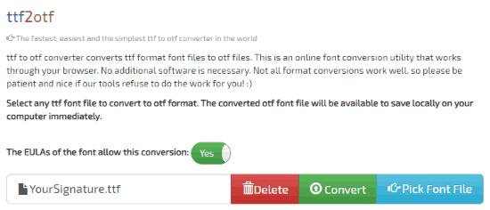 Online TTF to OTF converter