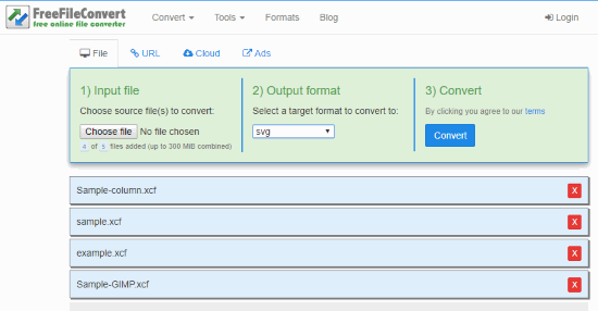 Online XCF to SVG converter