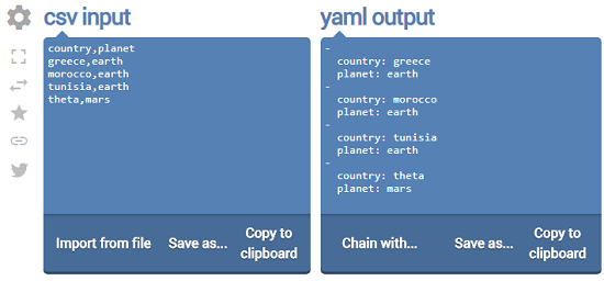 Online Yaml Tools csv to yaml