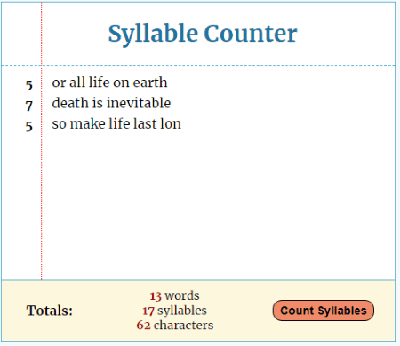 Online haiku syllable counter