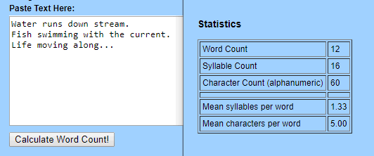 Online haiku syllable counter