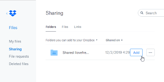 Restore a deleted Dropbox folder shared with you