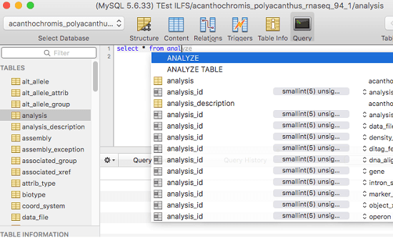 Sequel Pro SQL Editor