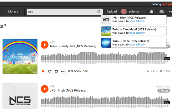 SoundCloud Desktop for MBP in action