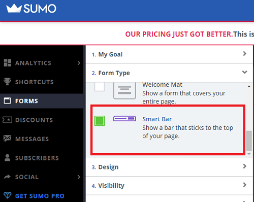 Sumo choose smart bar