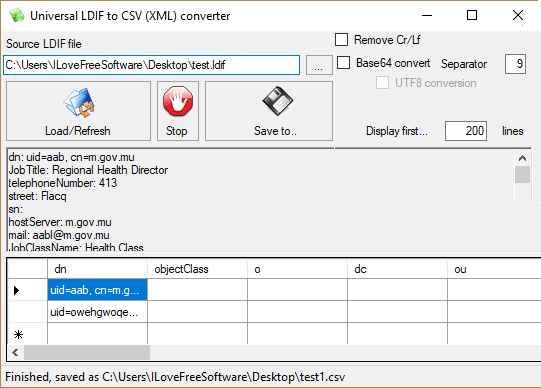 Universal LDIF to CSV Converter
