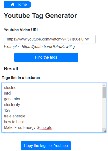 Youtube Tag Generator