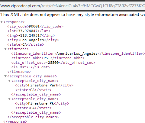 ZIP code to location api