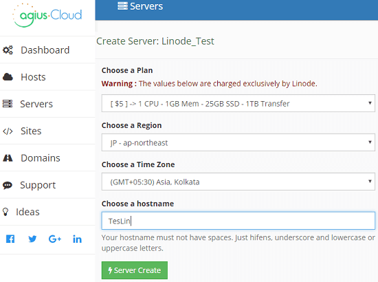 agius cloud create server