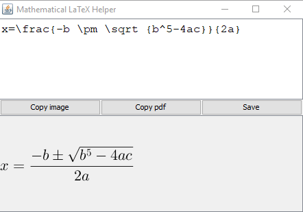 default latex equation is visible