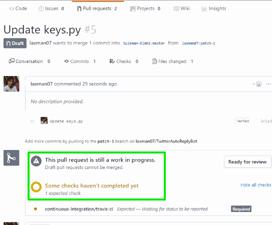 draft pull request created
