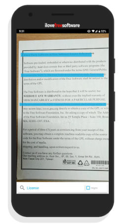 use camera to search words on printed document