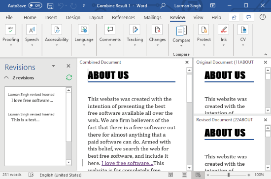 two word documents merged