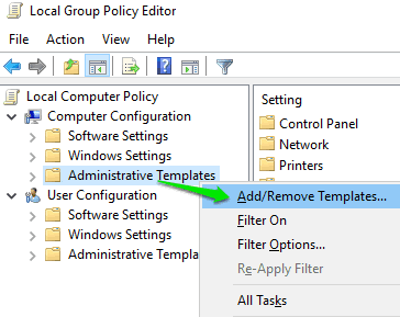 use add remove templates option