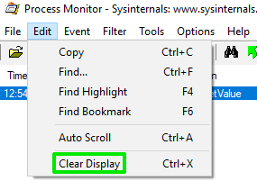 use clear display option