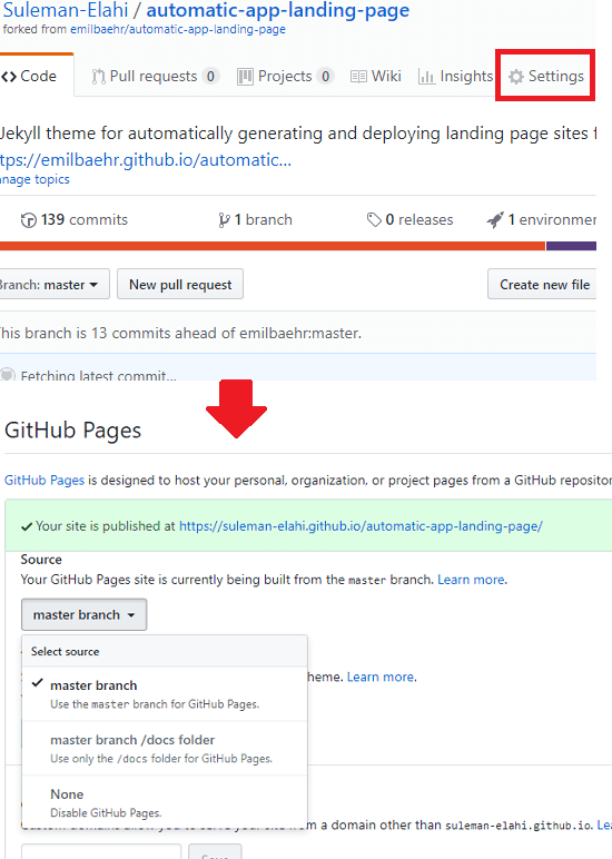 App Landing Pages GitHub Pages Enable