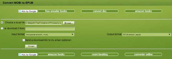 Convert MOBI to EPUB online