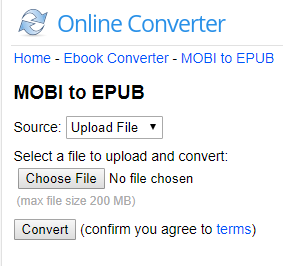 Convert MOBI to EPUB online
