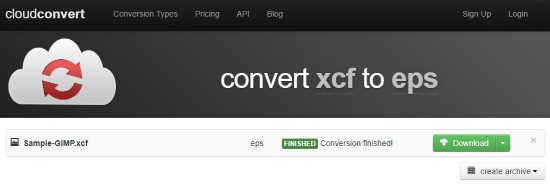 Convert XCF to EPS files online