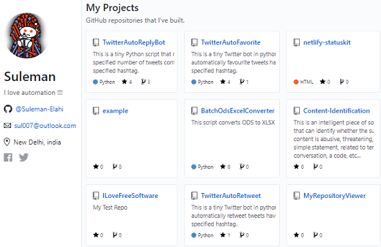 Create personal website to show GitHub contributions, interests in 1 click