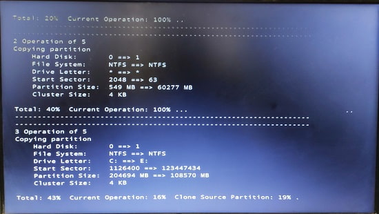 EaseUs Partition Master Cloning in action