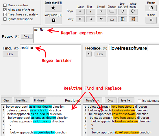 Free Find and Replace Tool for Windows with Regex Builder