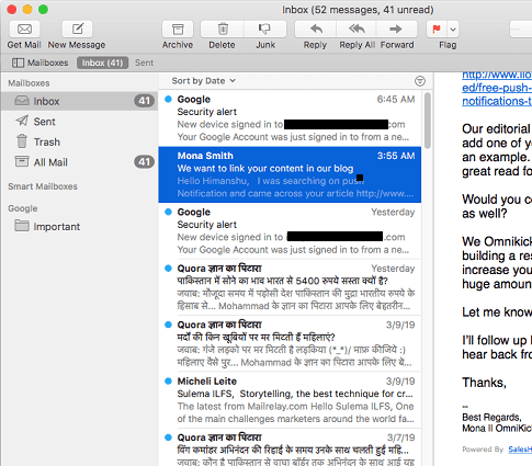 Mail App in MAC