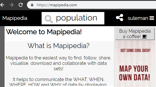 Mapipedia welcome page