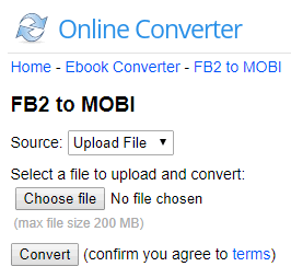 Online FB2 to MOBI converter