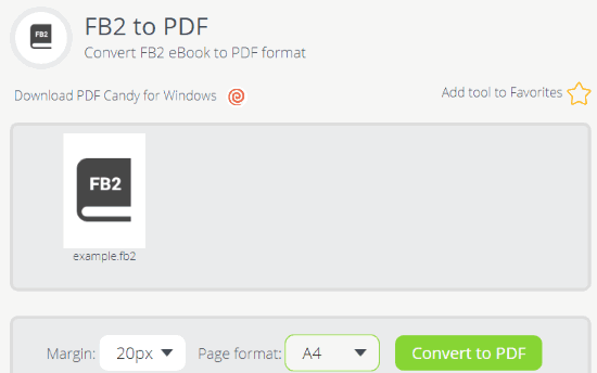 Online FB2 to PDF converter
