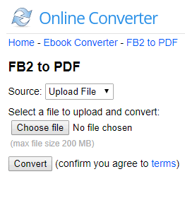 Online FB2 to PDF converter