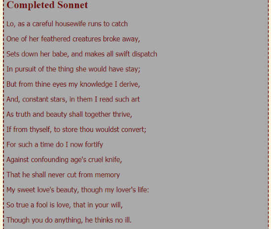 Online Sonnet Poem Generator