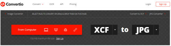 Online XCF to JPG converter