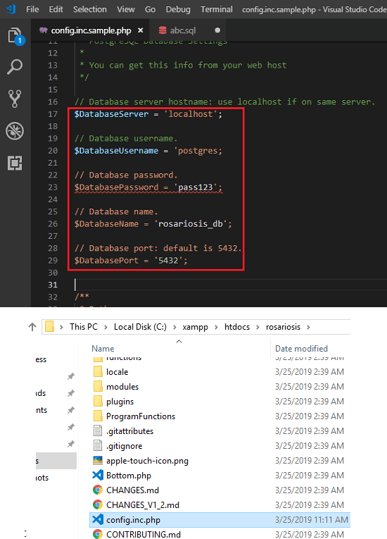 RosarioSIS database config