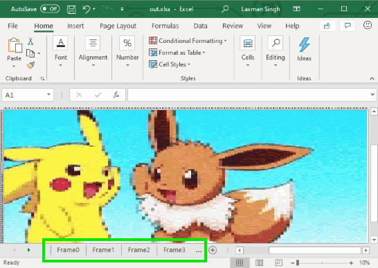 gif converted to excel