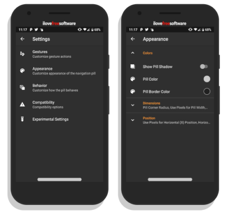 navigation gestures for Android