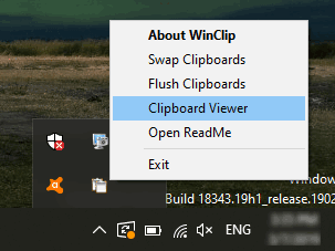 right-click menu of additional clipboard