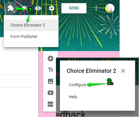 select choice eliminator 2 option and then configure