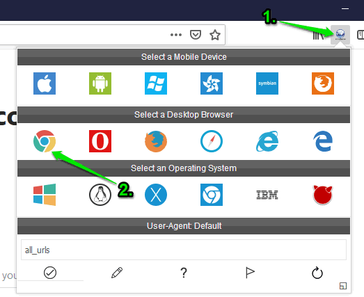 use add-on pop-up and select chrome browser icon