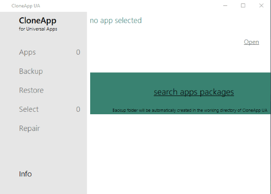 use search apps packages option