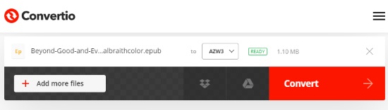 Convert EPUB to AZW3 Online