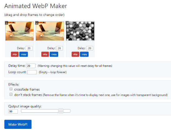 Create animated WEBP