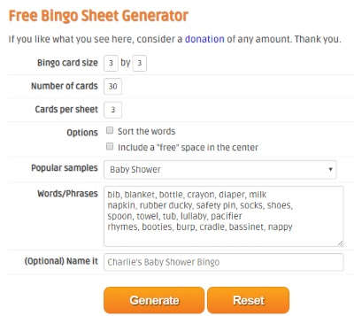Create custom bingo card