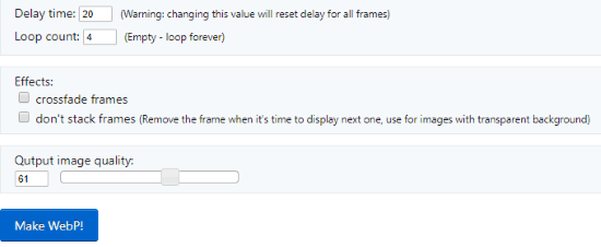 Customize the output of animated WebP