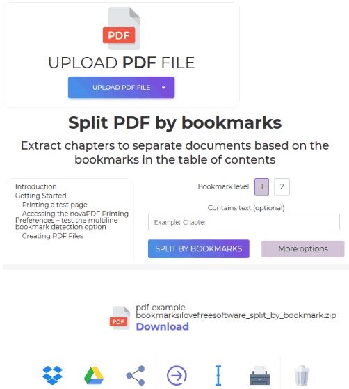 DeftPDF- split pdf by bookmarks