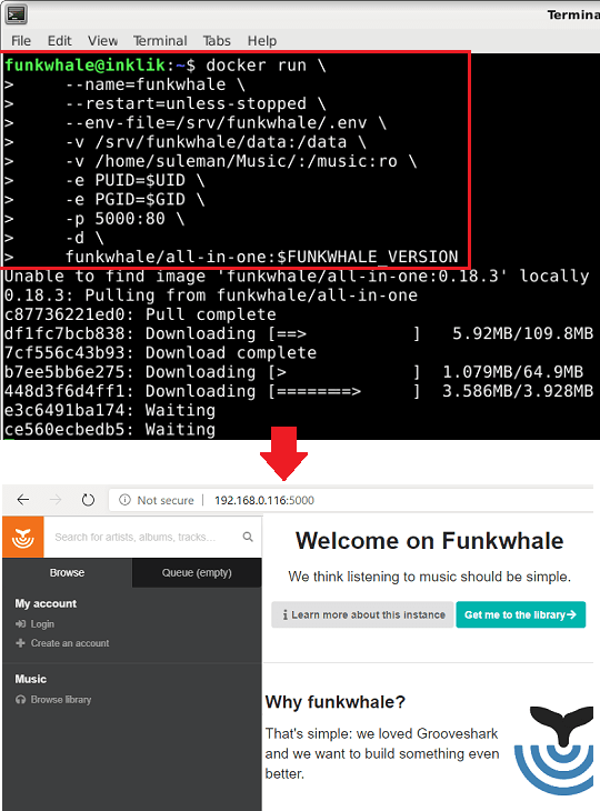 Docker run command funkwhale