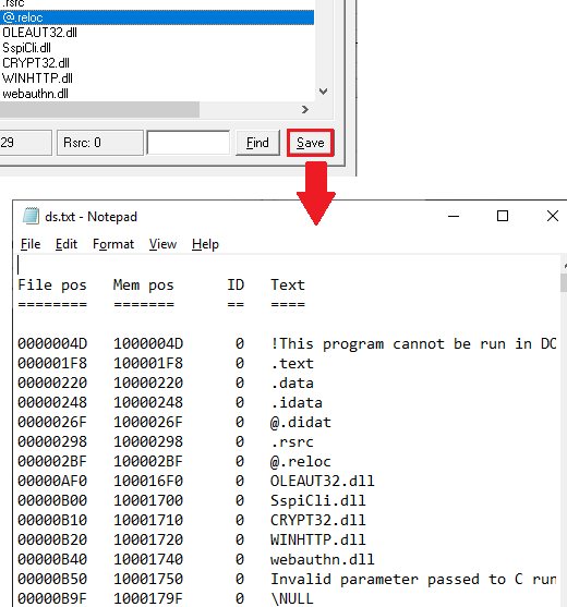 Export Text from binary files